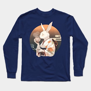 bunny drinking a cup of tea Long Sleeve T-Shirt